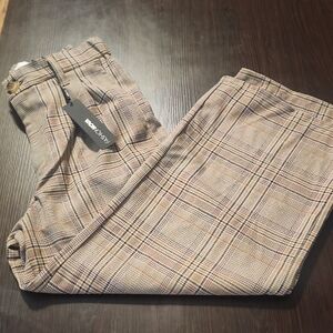 Fashion Nova Women Checkered Chinos - Beige